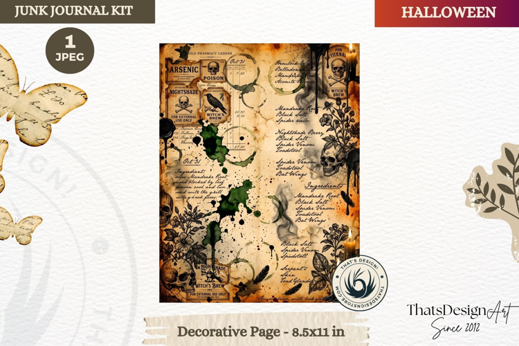 Horror Halloween Junk Journal Gothic cover decorative page