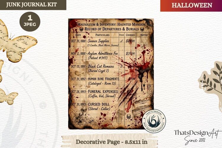 Horror Halloween Junk Journal Gothic cover decorative page example image 1