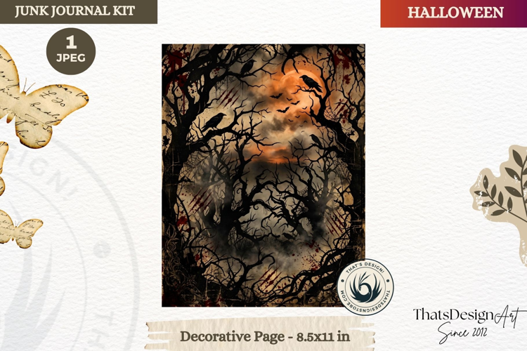 Horror Halloween Junk Journal Gothic cover decorative page