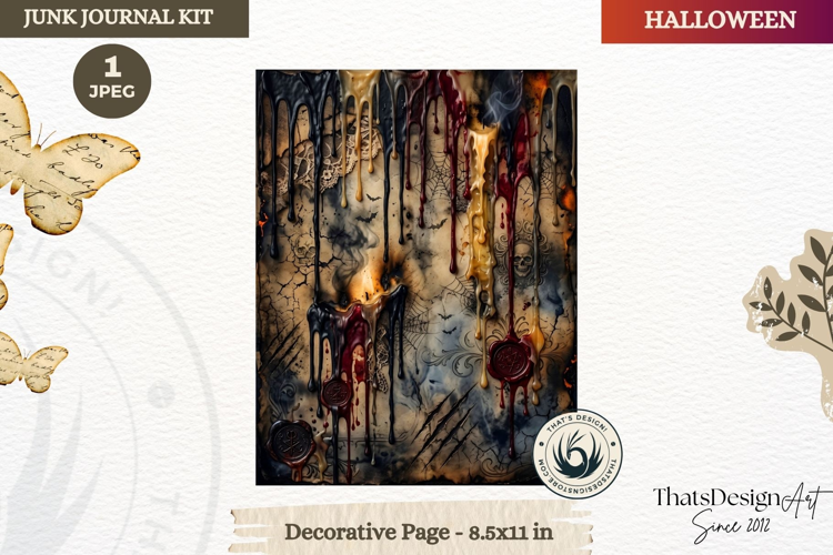 Horror Halloween Junk Journal Gothic cover decorative page