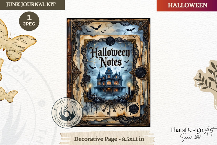 Horror Halloween Junk Journal Gothic cover funcional page