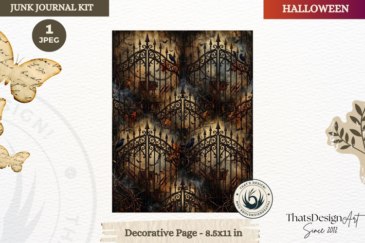 Horror Halloween Junk Journal Gothic cover decorative page