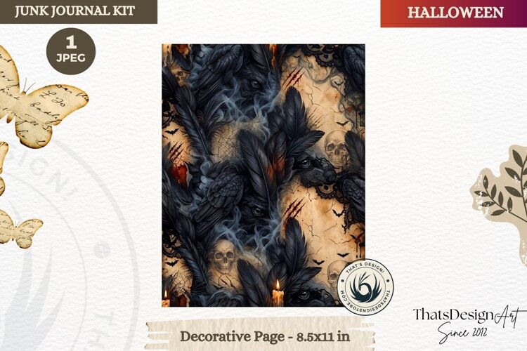 Horror Halloween Junk Journal Gothic cover decorative page example image 1