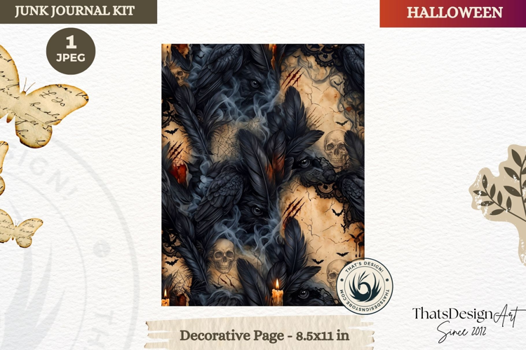 Horror Halloween Junk Journal Gothic cover decorative page