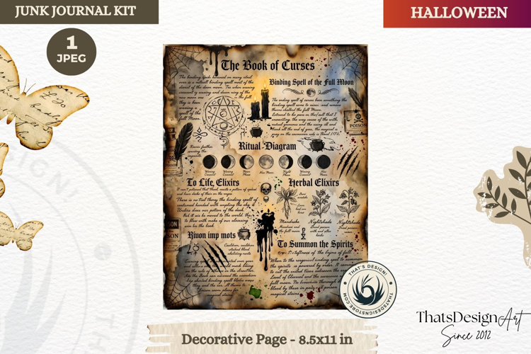 Horror Halloween Junk Journal Gothic cover decorative page