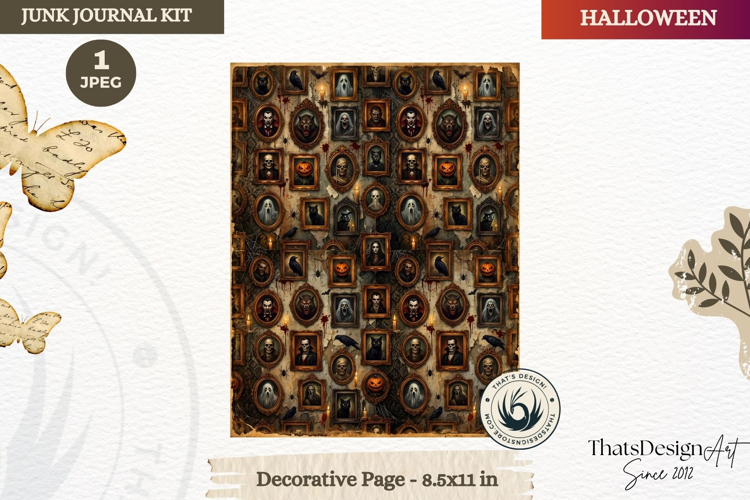 Horror Halloween Junk Journal Gothic cover decorative page