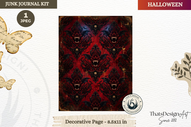 Horror Halloween Junk Journal Gothic cover decorative page