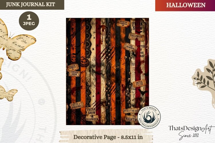 Horror Halloween Junk Journal Gothic cover decorative page example image 1