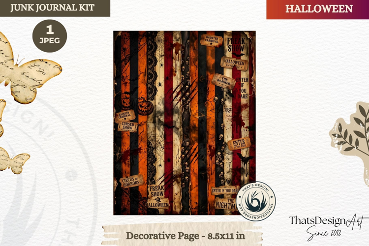 Horror Halloween Junk Journal Gothic cover decorative page