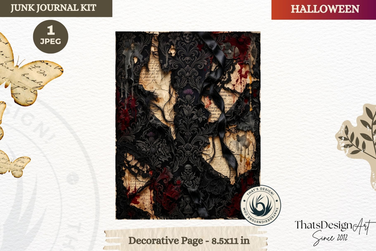 Horror Halloween Junk Journal Gothic cover decorative page