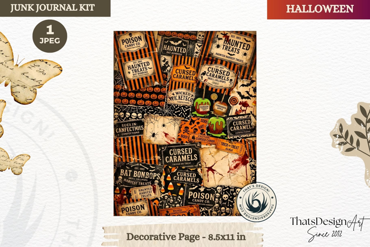 Horror Halloween Junk Journal Gothic cover decorative page