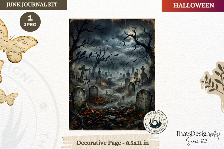 Horror Halloween Junk Journal Gothic cover decorative page