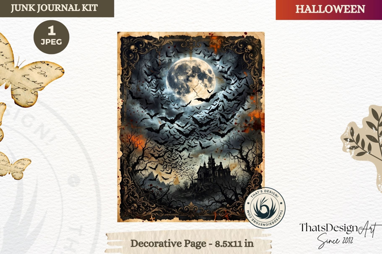Horror Halloween Junk Journal Gothic cover decorative page