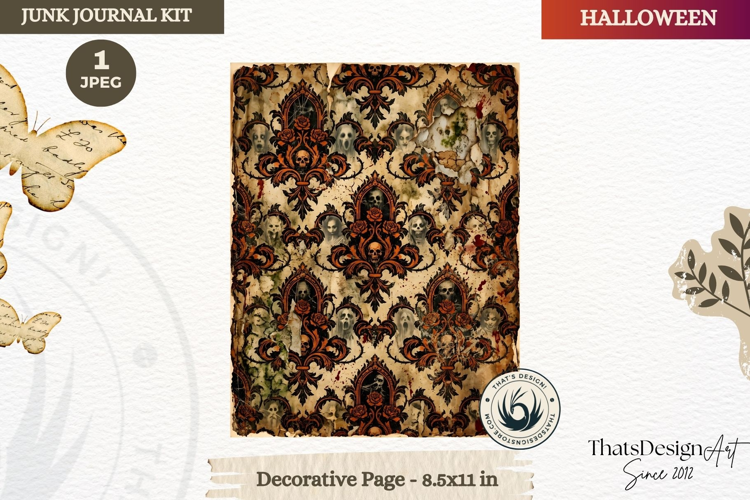 Horror Halloween Junk Journal Gothic cover decorative page