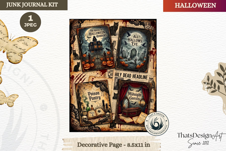 Horror Halloween Junk Journal Gothic cover decorative page