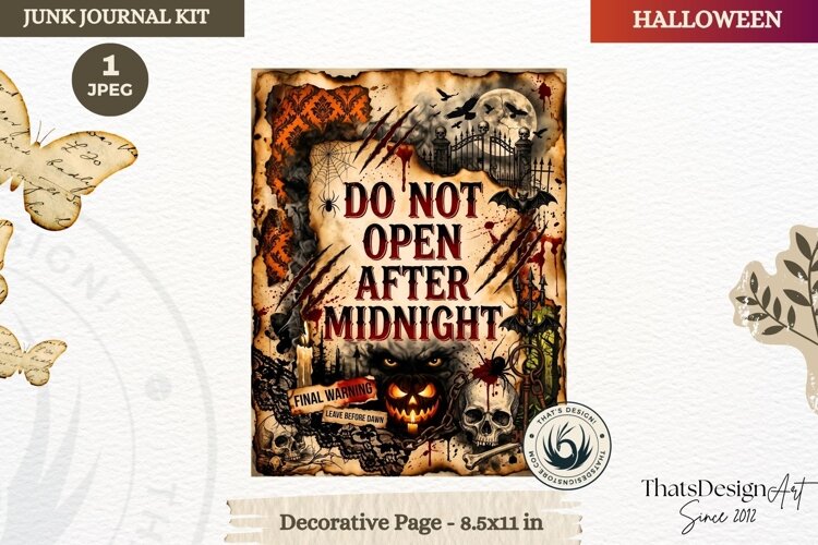 Horror Halloween Junk Journal Gothic cover decorative page example image 1