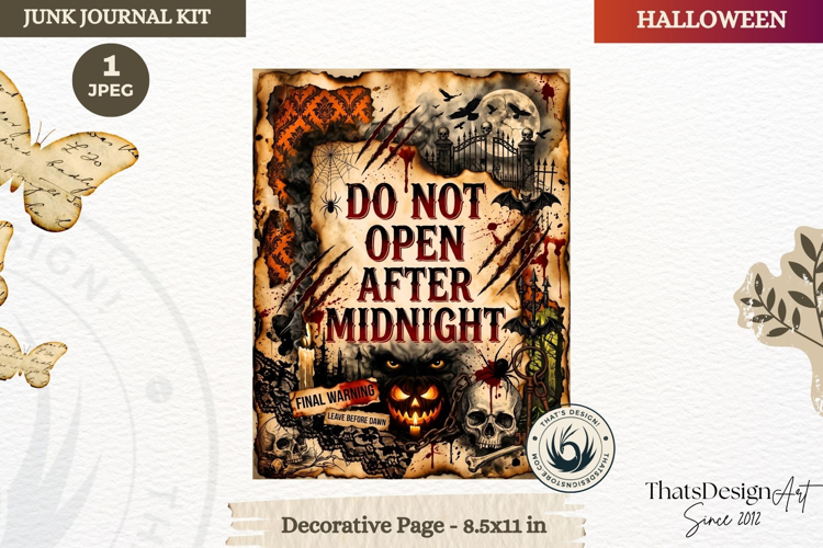 Horror Halloween Junk Journal Gothic cover decorative page