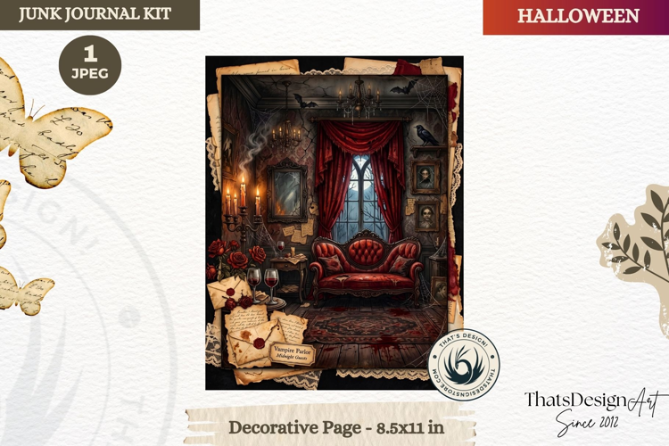 Horror Halloween Junk Journal Gothic cover decorative page