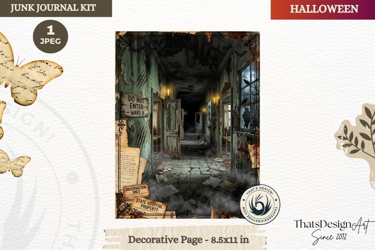 Horror Halloween Junk Journal Gothic cover decorative page