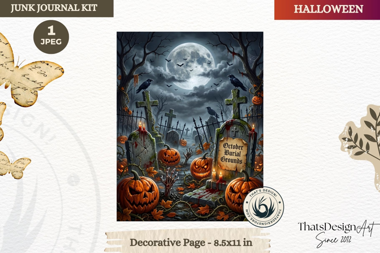 Horror Halloween Junk Journal Gothic cover decorative page