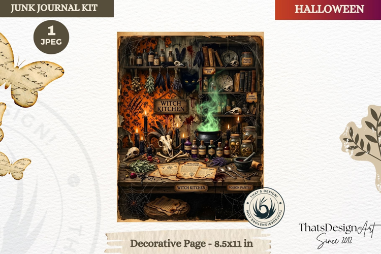 Horror Halloween Junk Journal Gothic cover decorative page