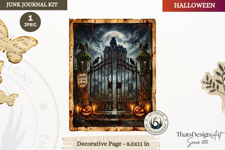 Horror Halloween Junk Journal Gothic cover decorative page