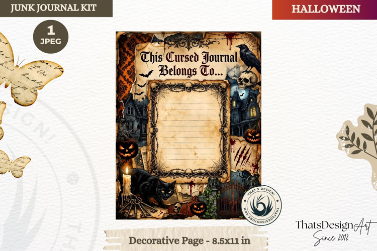 Horror Halloween Junk Journal Gothic cover decorative page