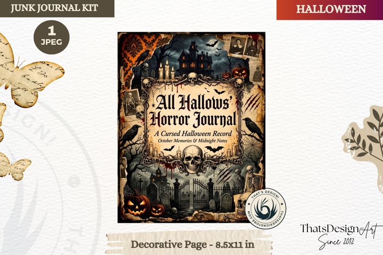 Horror Halloween Junk Journal Gothic cover decorative page