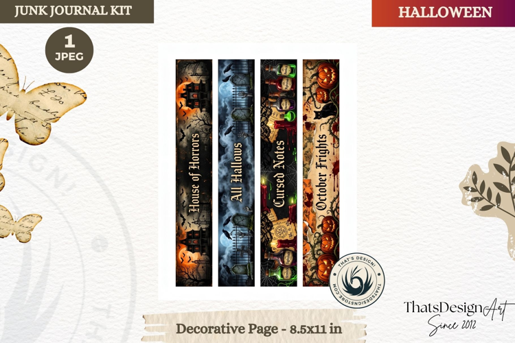 Horror Halloween Junk Journal Gothic cover decorative page