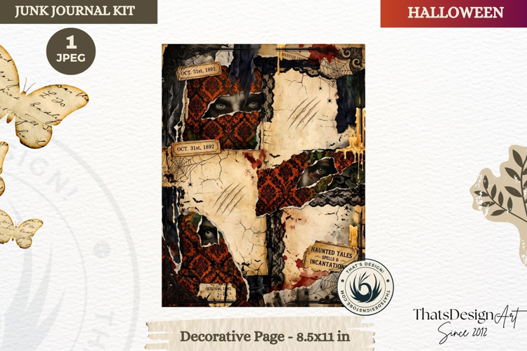 Horror Halloween Junk Journal Gothic cover decorative page