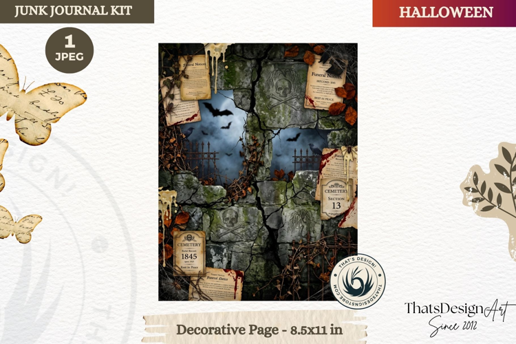 Horror Halloween Junk Journal Gothic cover decorative page