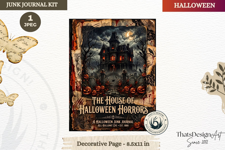 Horror Halloween Junk Journal Gothic cover decorative page