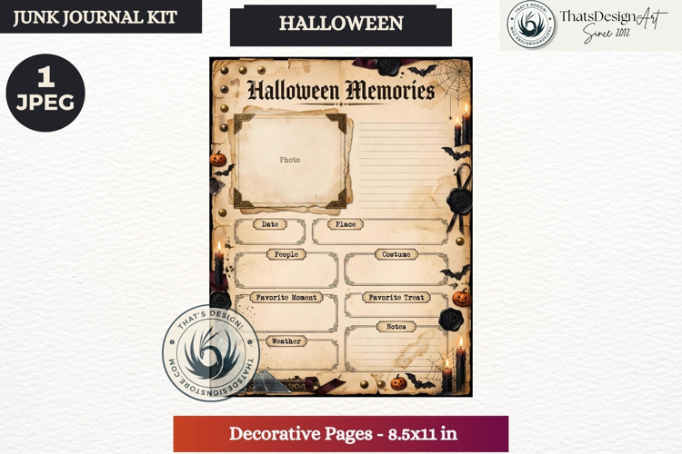 Horror Halloween Junk Journal Gothic cover funcional page