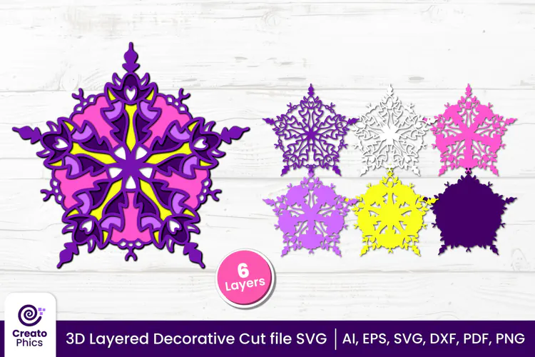 3D Layered Decorative SVG | Floral Mandala Paper & Laser Cut