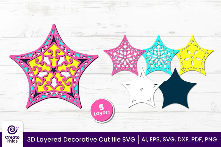 3D Layered Decorative SVG | Floral Mandala Paper & Laser Cut