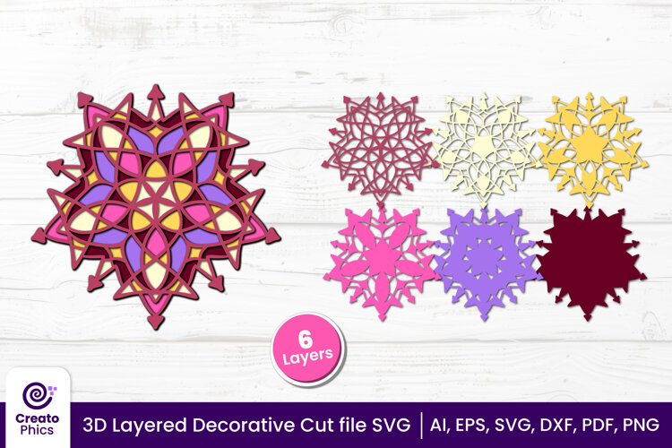 decorative-papercut file-laser cutting-paper cutting-floral svg-3d svg-decorative layered-cricut SVG-3d-layered-