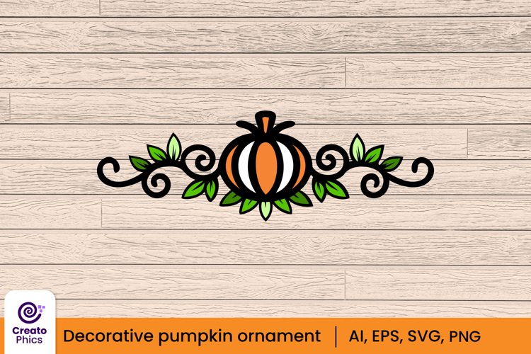 Floral pumpkin ornament divider | Decorative element clipart