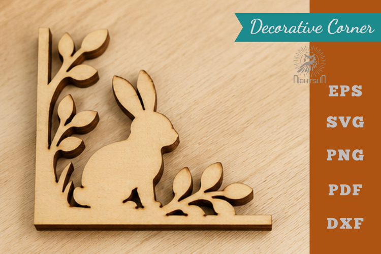 Decorative Rabbit Lasercut Corner SVG