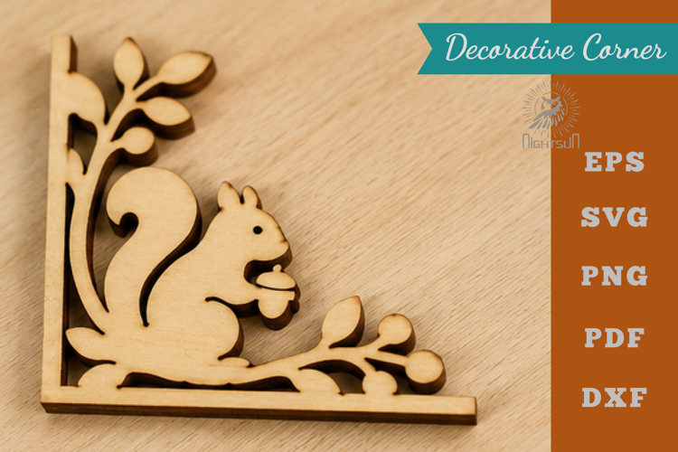 Decorative Scuirrel Lasercut Corner SVG