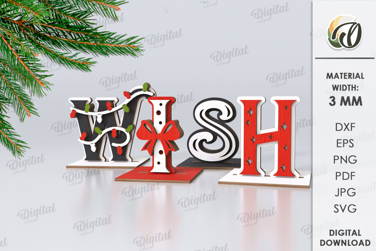 Decorative stand word Laser Cut. Christmas Decor SVG