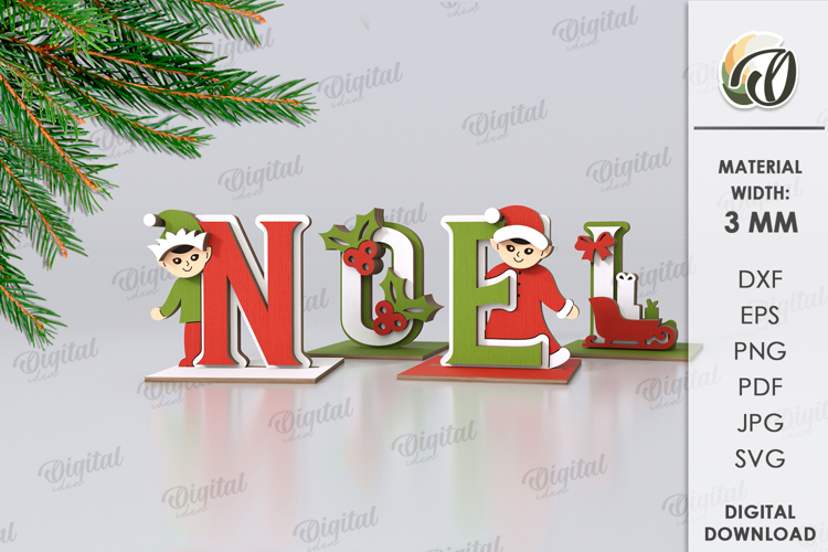 Decorative stand word Laser Cut. Christmas Decor SVG