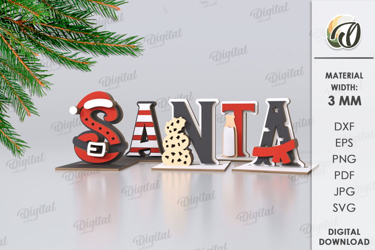 Decorative stand word Laser Cut. Christmas Decor SVG
