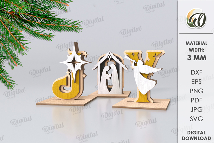 Decorative stand word Laser Cut. Christmas Decor SVG