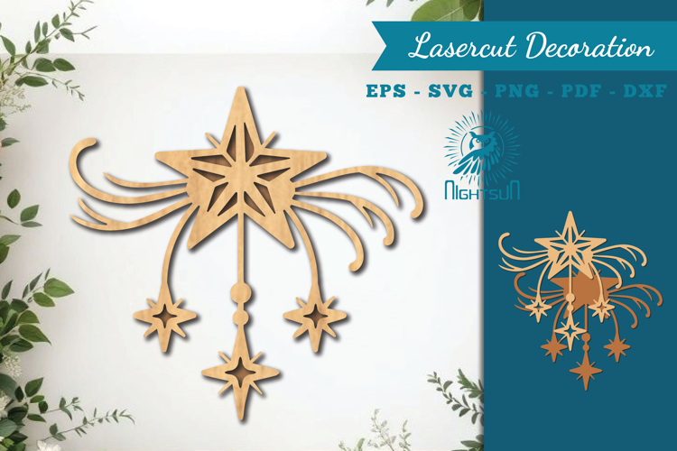 Decorative Star Lasercut Decoration SVG example image 1