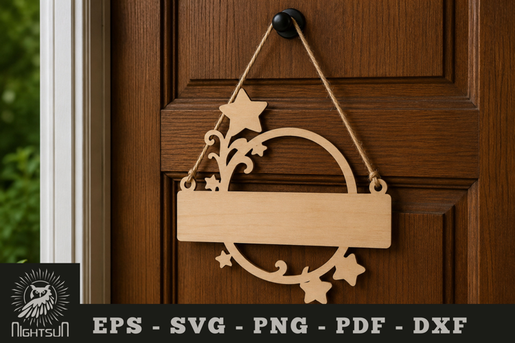 Decorative Stars Lasercut Door Sign SVG