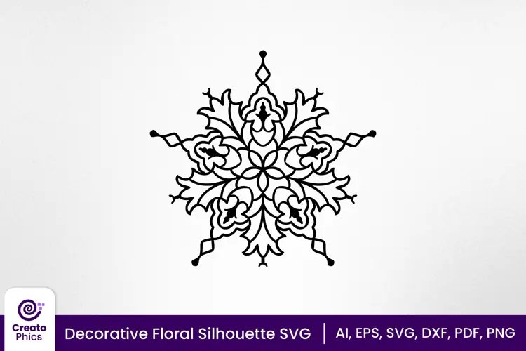 Decorative element stencil SVG | floral ornament design