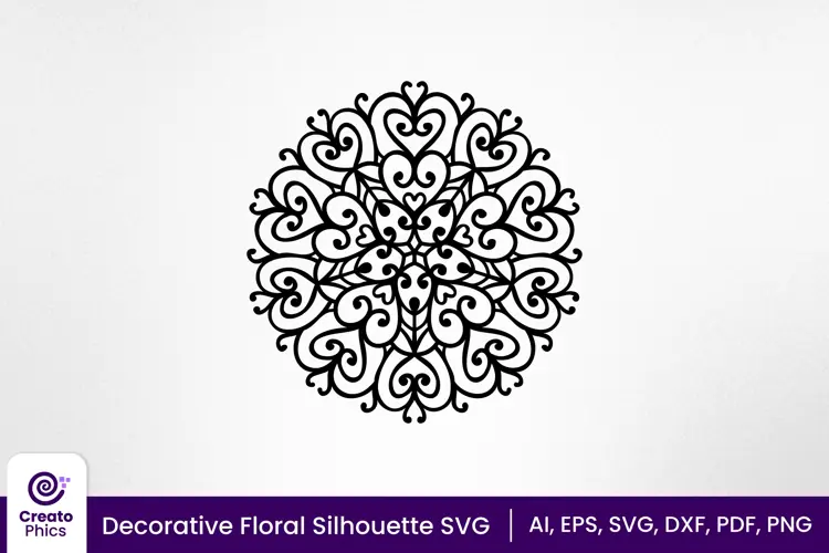 Decorative element stencil SVG | floral ornament design