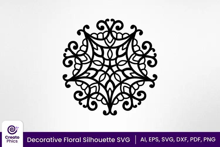 Decorative element stencil SVG | floral ornament design
