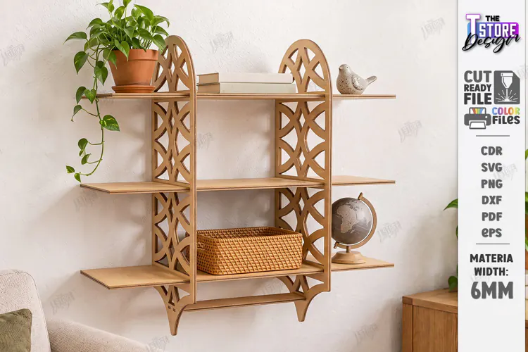 3D Decorative Wall Shelf Laser Cut | Home Wall Organization