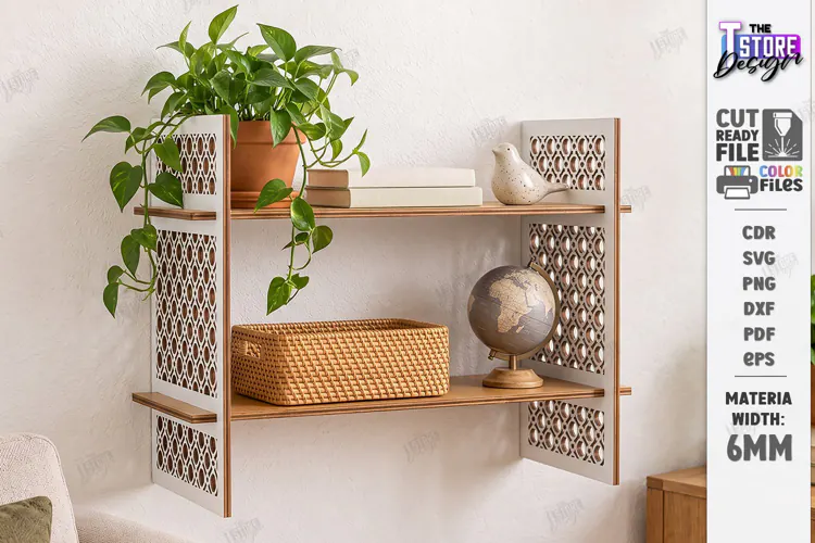 3D Decorative Wall Shelf Laser Cut | Home Wall Organization